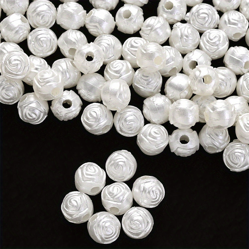 200pcs 6mm White Flower Acrylic Beads