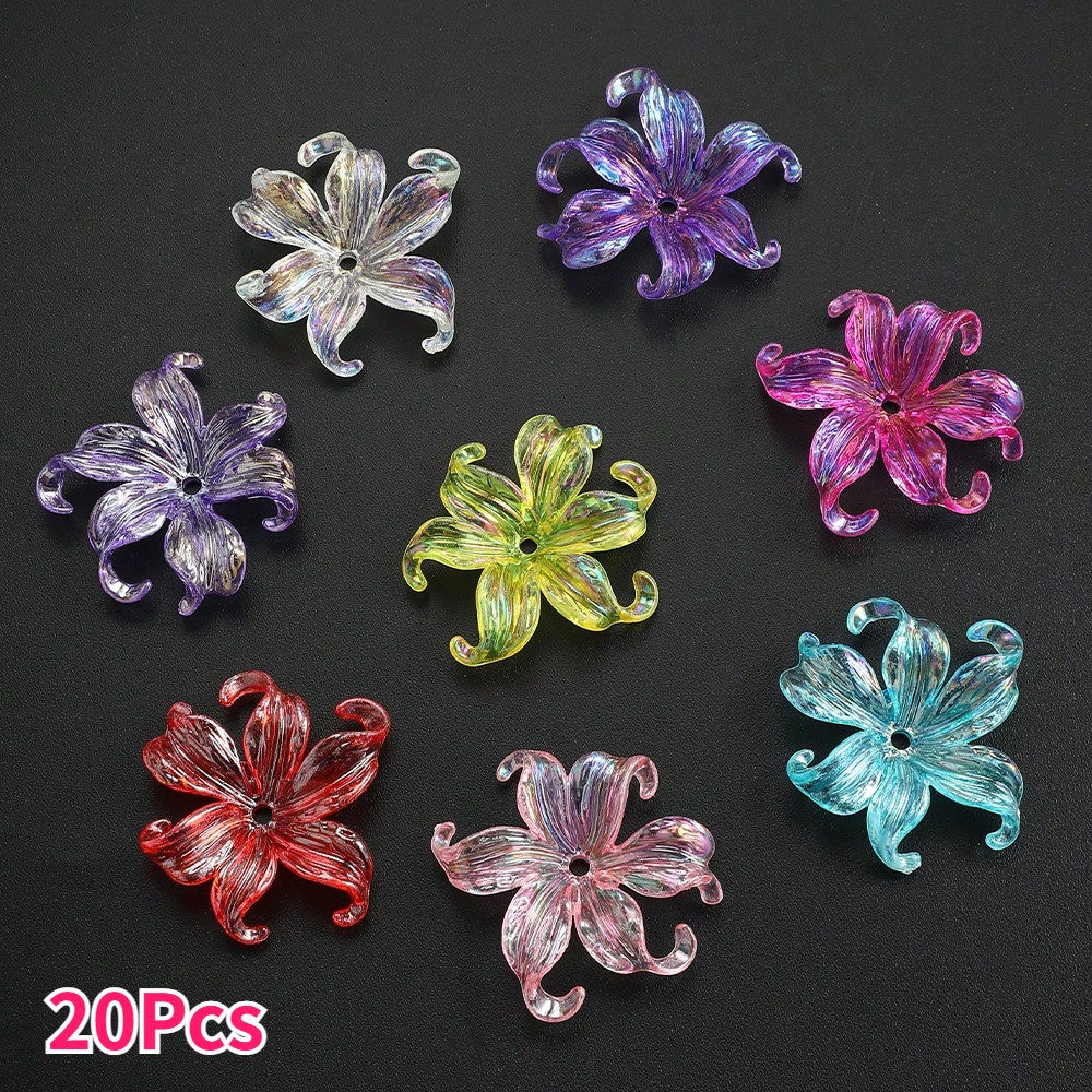 20/40pcs 37x42mm Transparent Acrylic Iris Flower Beads