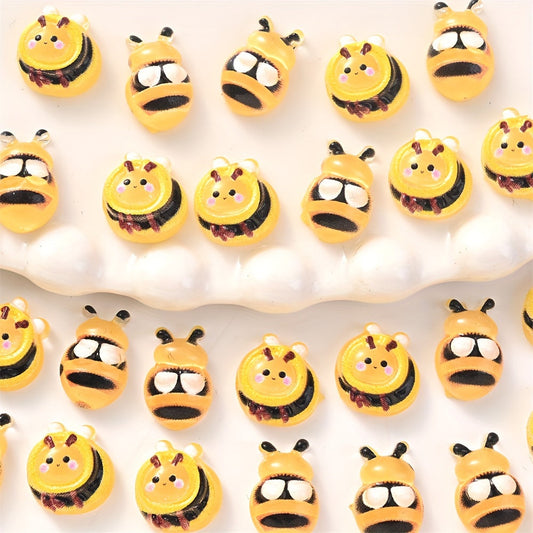 Yellow Bee Pattern Acrylic Beads