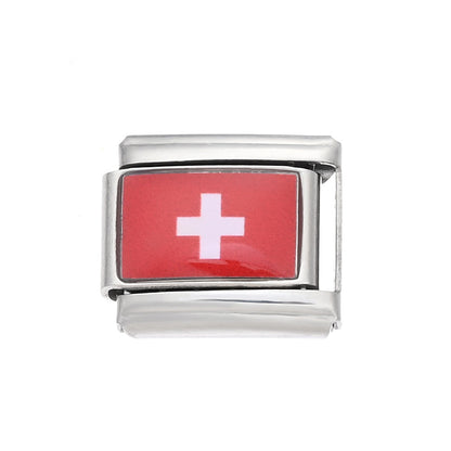 World Flag Alloy Bracelet Module