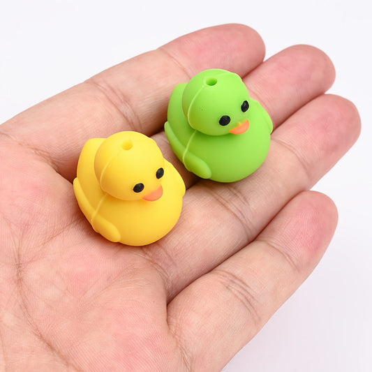 1PC 27×27mm Colorful Duck Silicone Bead