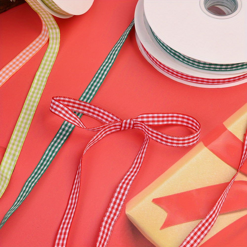 50 Yards/Roll 10 mm Christmas Plaid Satin Ribbon