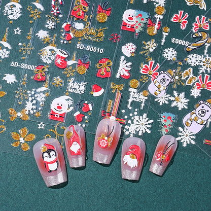 Christmas 5D Embossed Nail Art Stickers