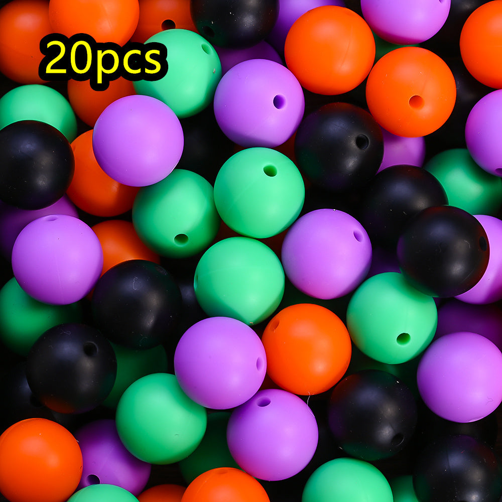 20pcs/lot 15mm Halloween Silicone Round Focal Beads