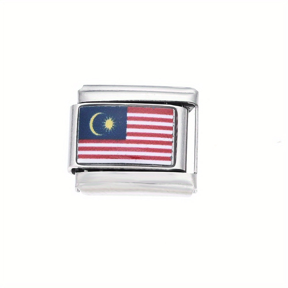 World Flag Alloy Bracelet Module