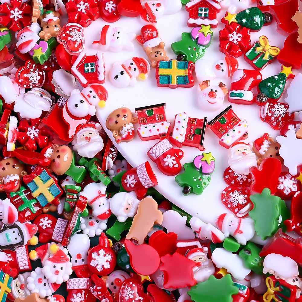 17g 7–15mm Christmas Resin Flatback Embellishment Set