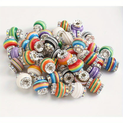 10pcs 14x15mm Rainbow Rhinestone Resin Wheel Beads