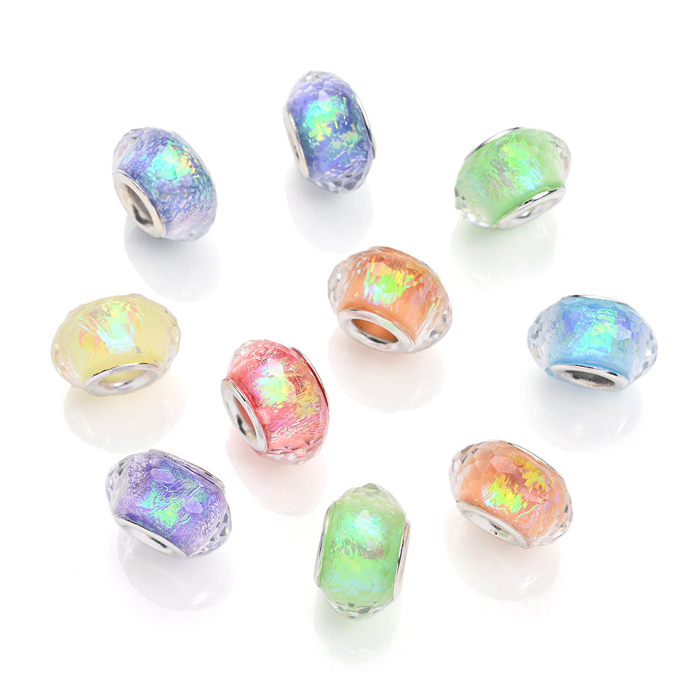 30pcs 9x14mm AB Color Faceted Acrylic Large Hole Beads