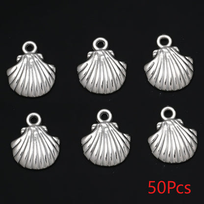 Golden and Silvery Plastic Shell Pendant Charms