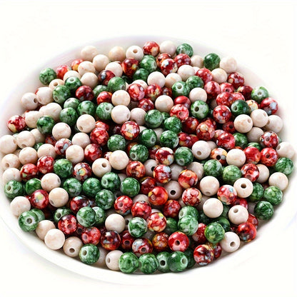 100PCS 8mm Christmas Cracked Acrylic Bead Set