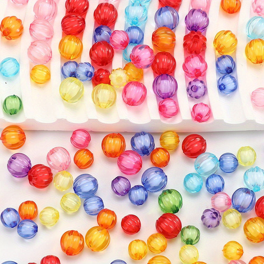 100/200pcs 8/10mm Transparent Inner Color Pumpkin Acrylic Beads