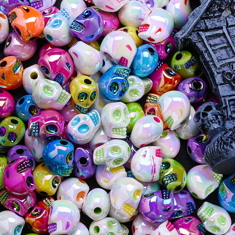 10pcs Halloween Skull Acrylic Large Hole Beads