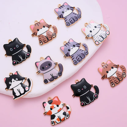 Enamel Cat Pendant Charms