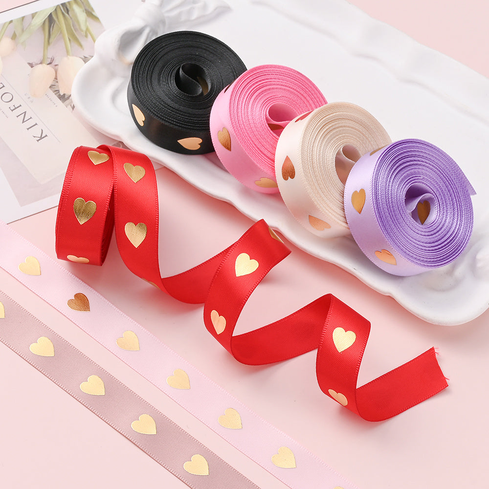 1 Roll 5 Yards Peach Heart Hot Stamping Ribbon