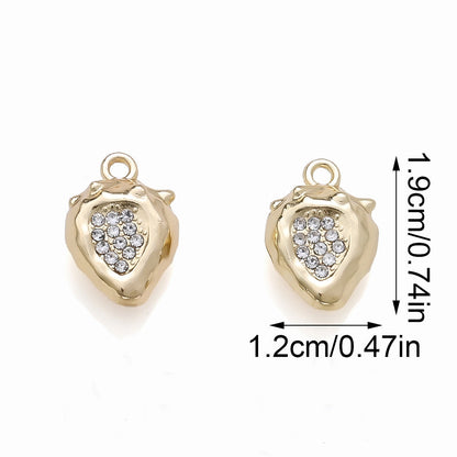 Strawberry Rhinestone Metal Pendant Charms