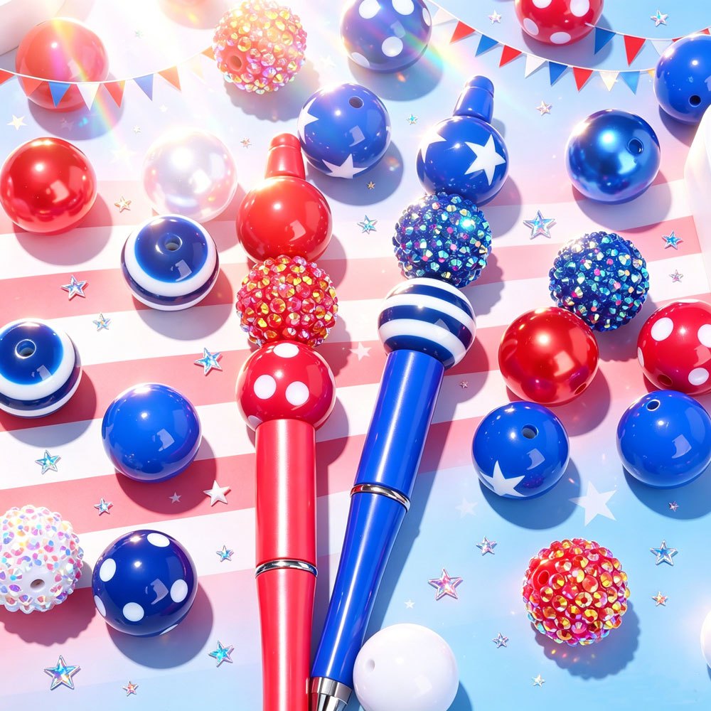Patriotic Disco Acrylic Beads