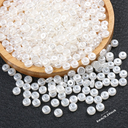 White Abacus Flat Round Acrylic Beads