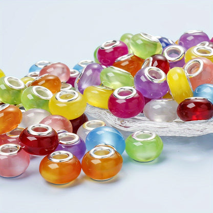 30/50pcs/set Colorful Cat Eye Resin Large Hole Beads