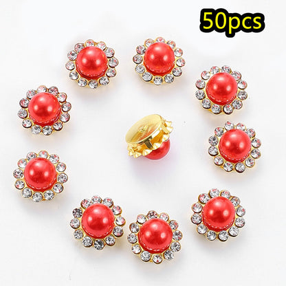 Flower Rhinestone Pearl Cabochons