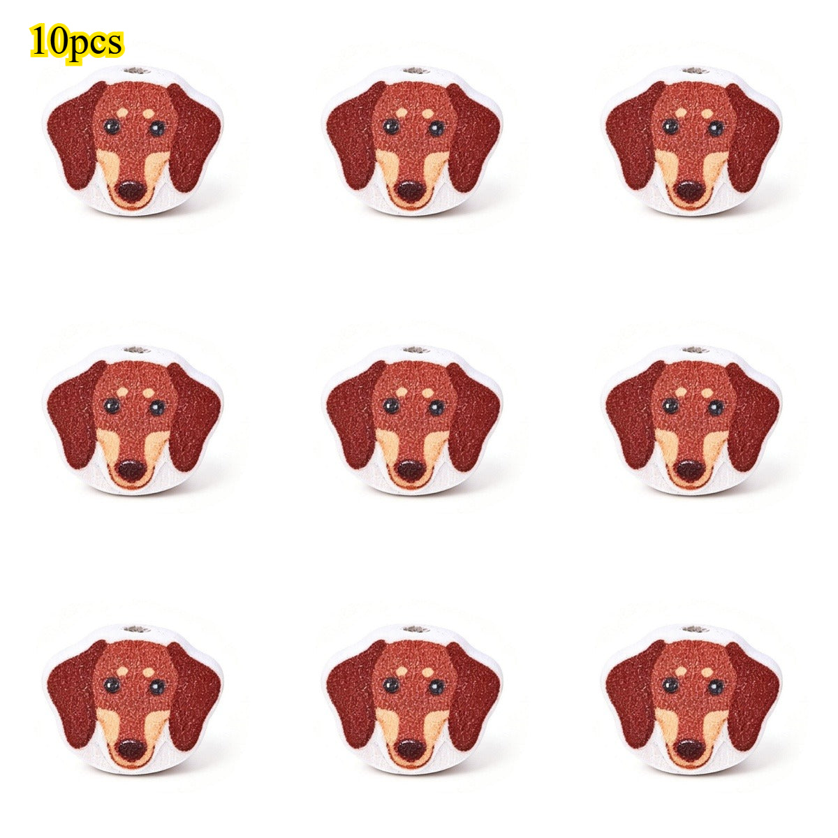 Dog-Themed Wooden Beads