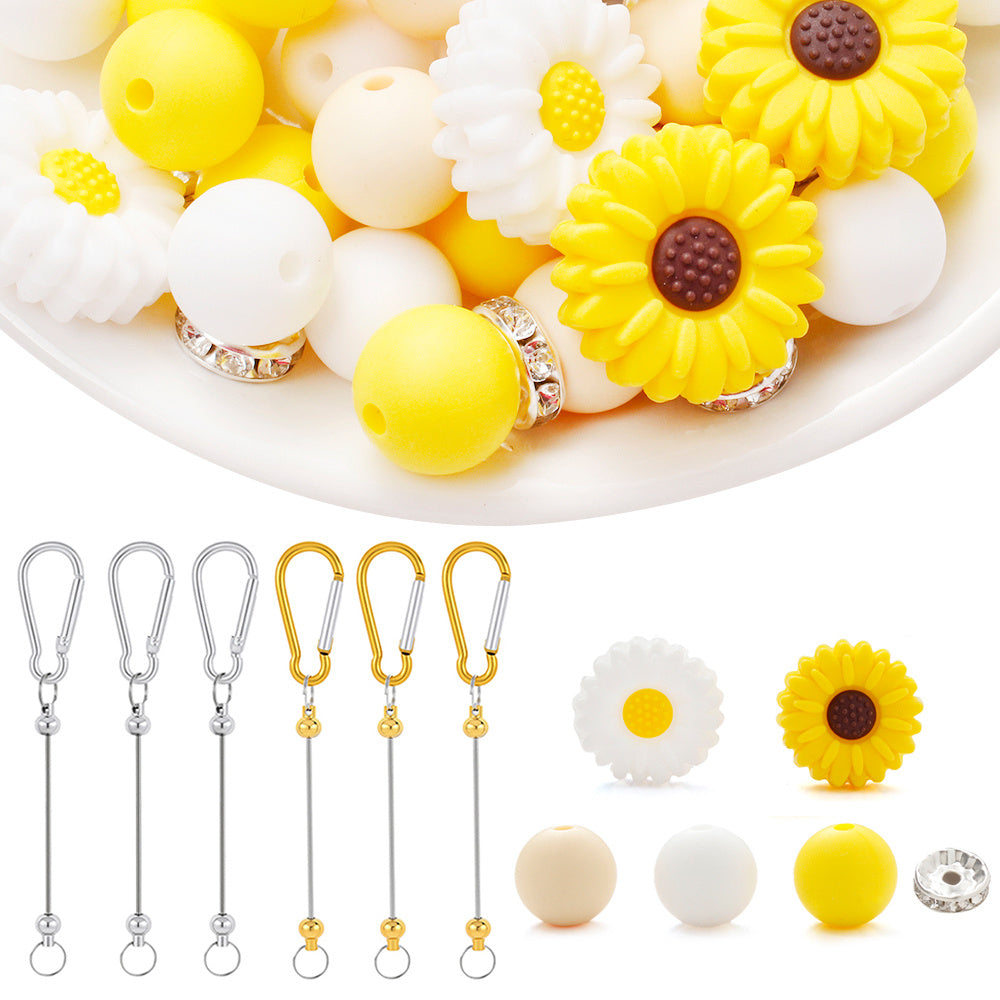 Sunflower Silicone Bead Keychain DIY Kit
