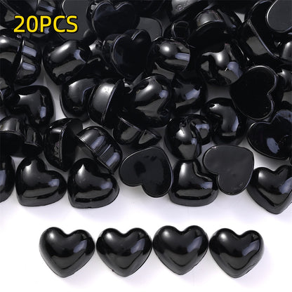 20/40pcs 12x13mm Colorful Heart Adhesive Beads