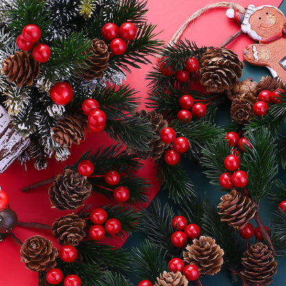 Christmas Pine Cone and Red Berry Decorations