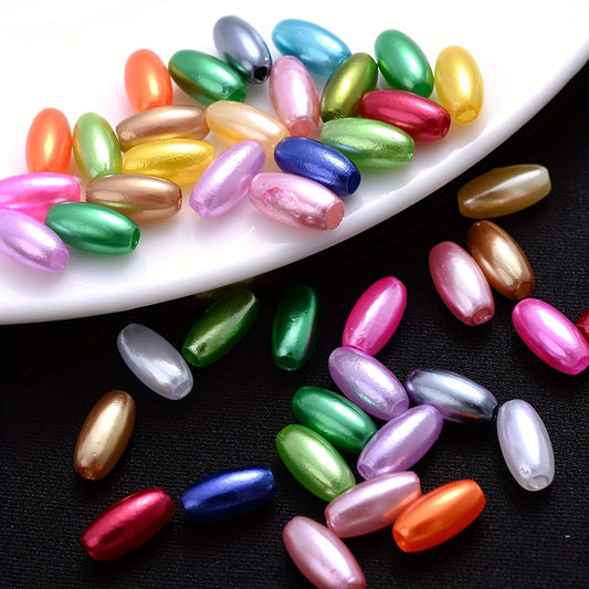 100PCS 4×8mm Colorful Oval Acrylic Bead Set