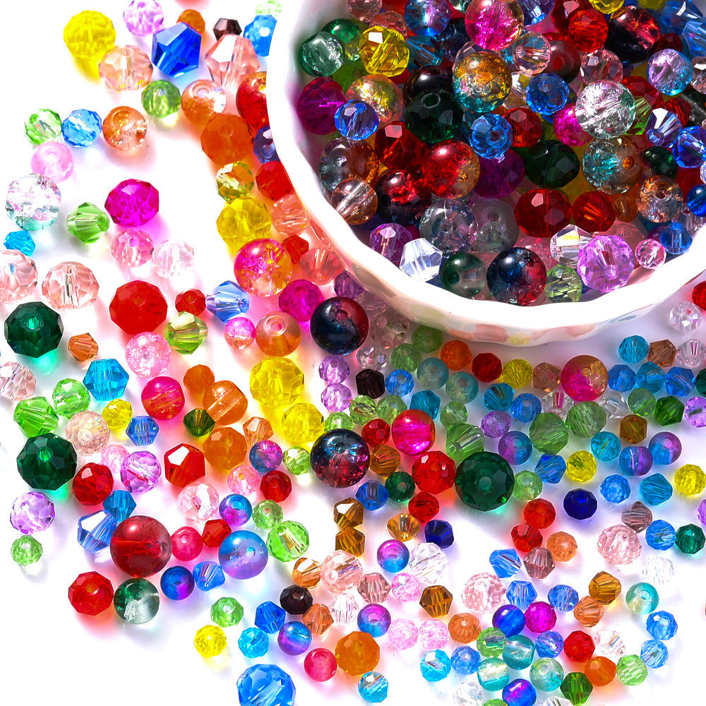 800-Piece Mixed Geometric Gradient Glass Spacer Beads