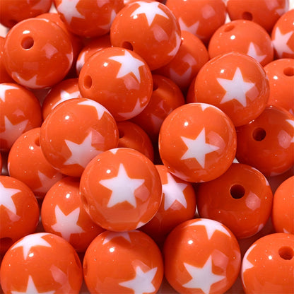 16mm 10pcs Acrylic Round Spacer Beads with Star Pattern