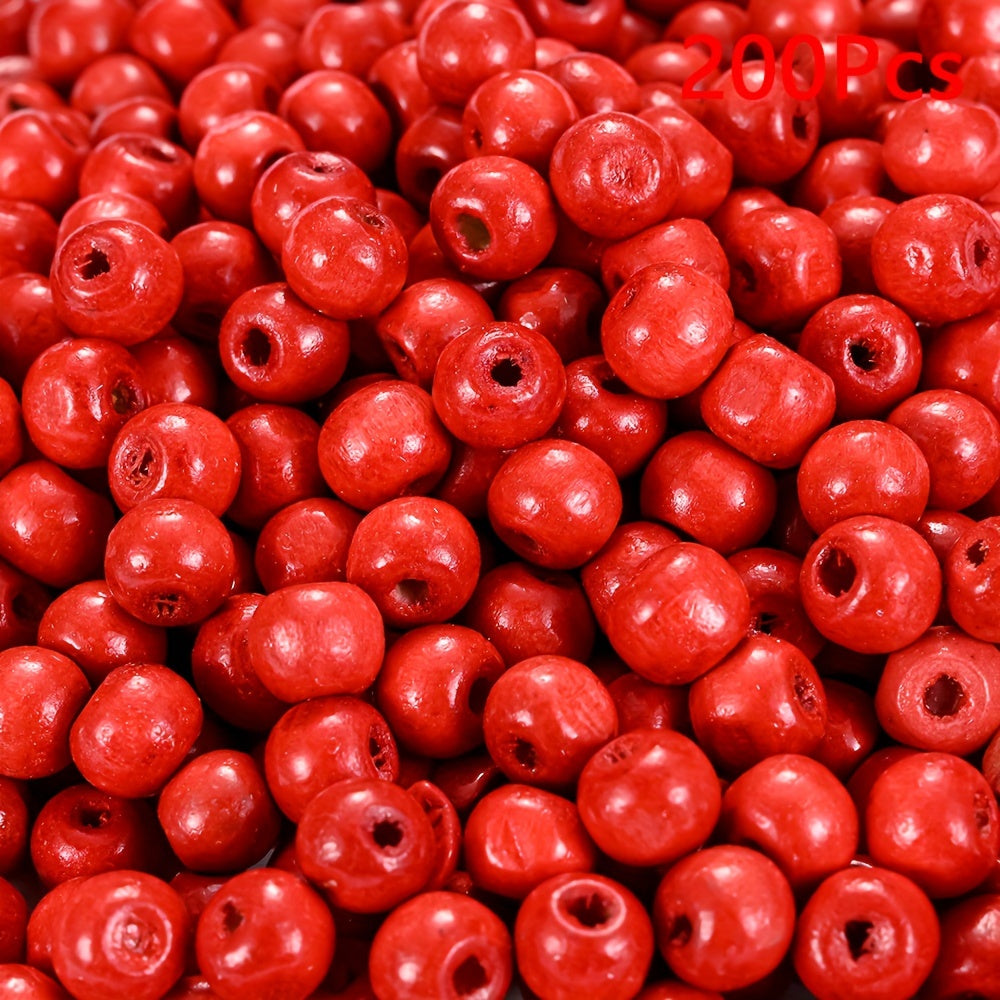 200PCS 5×6mm Rainbow Irregular Round Wood Beads