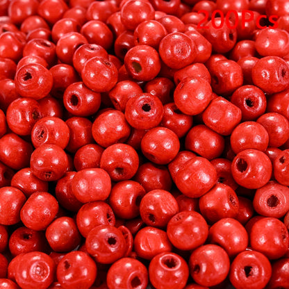 200PCS 5×6mm Rainbow Irregular Round Wood Beads