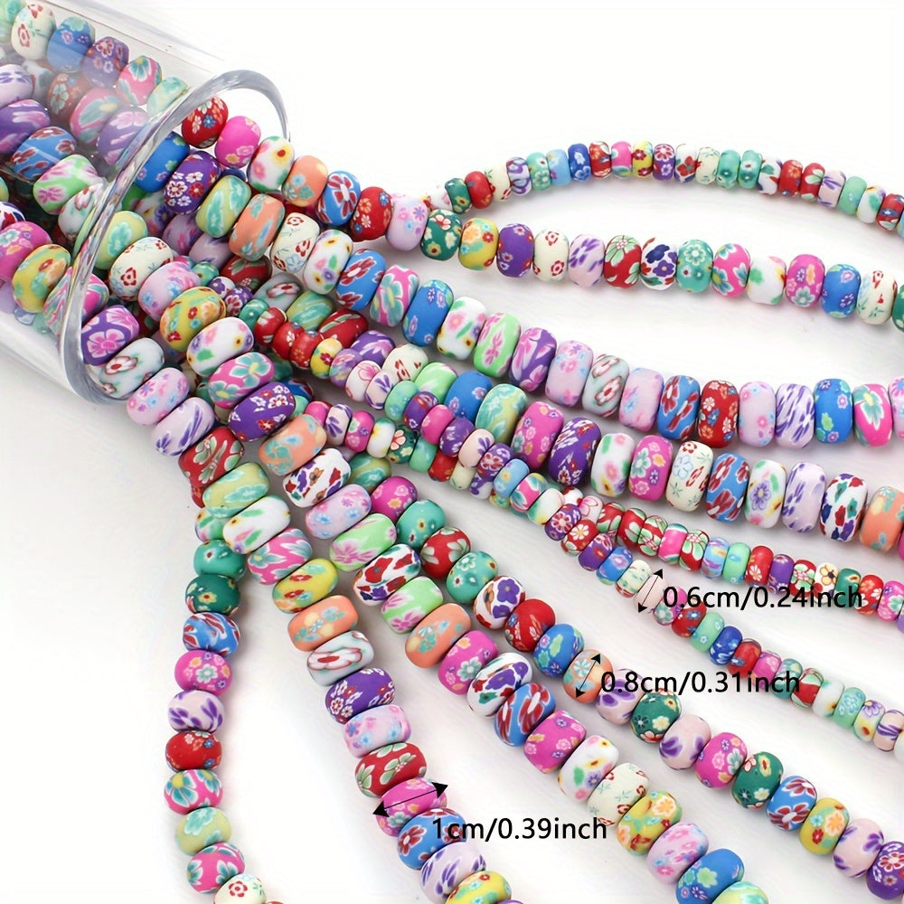 1SET 6/8/10mm Printed Wheel-Shaped Soft Clay Bead Set