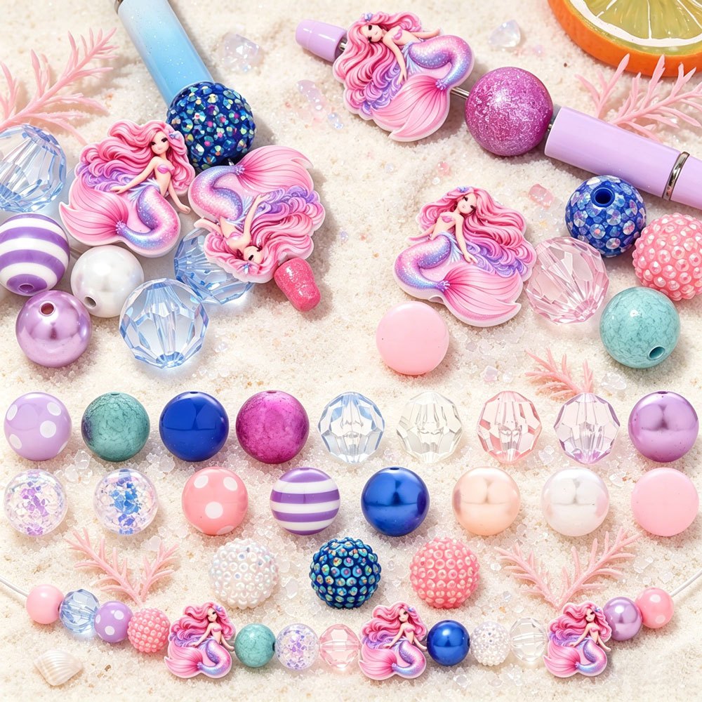 35pcs Iridescent Mermaid Resin Bead Kit