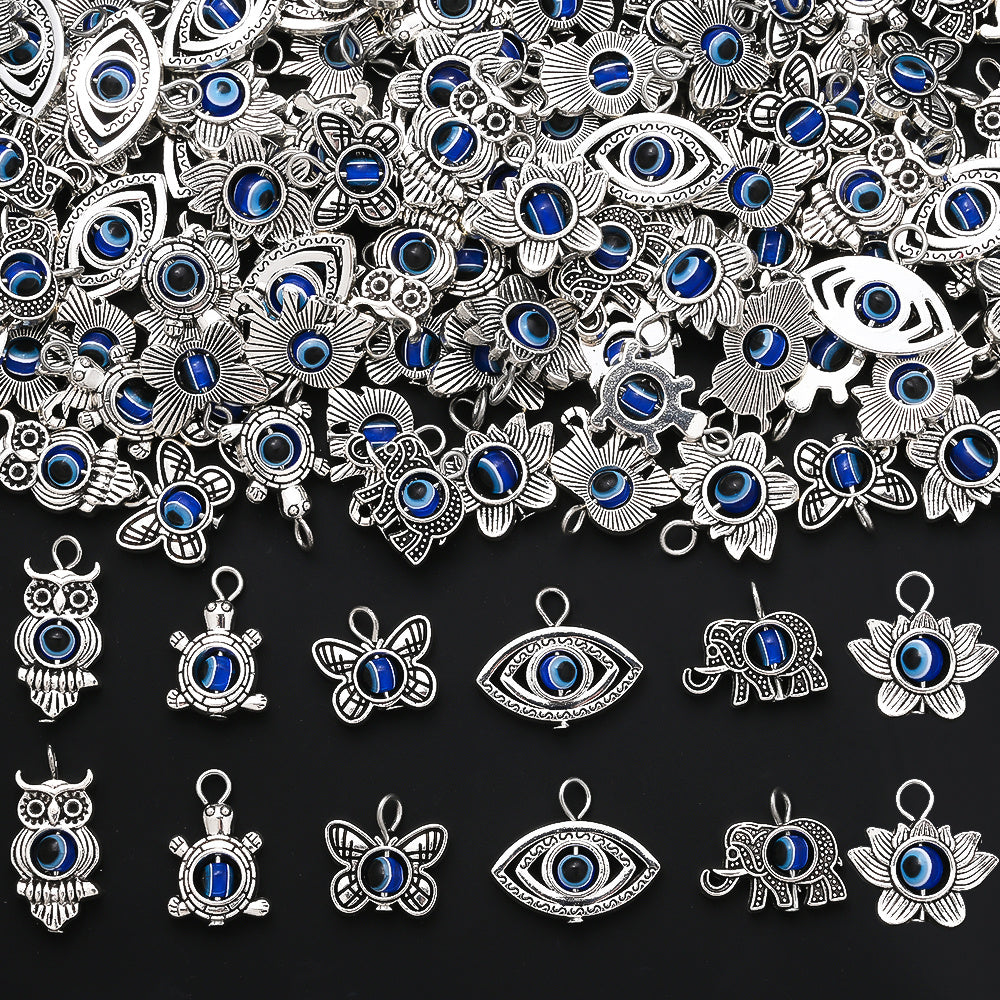 50PCS Vintage Evil Eye Alloy Pendant Set