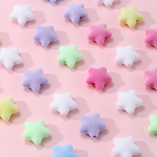 10pcs Acrylic Flocking Pentagram Beads