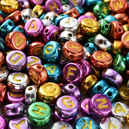 100PCS 4×7mm Heart-Shaped A-Z Letter Acrylic Bead Set