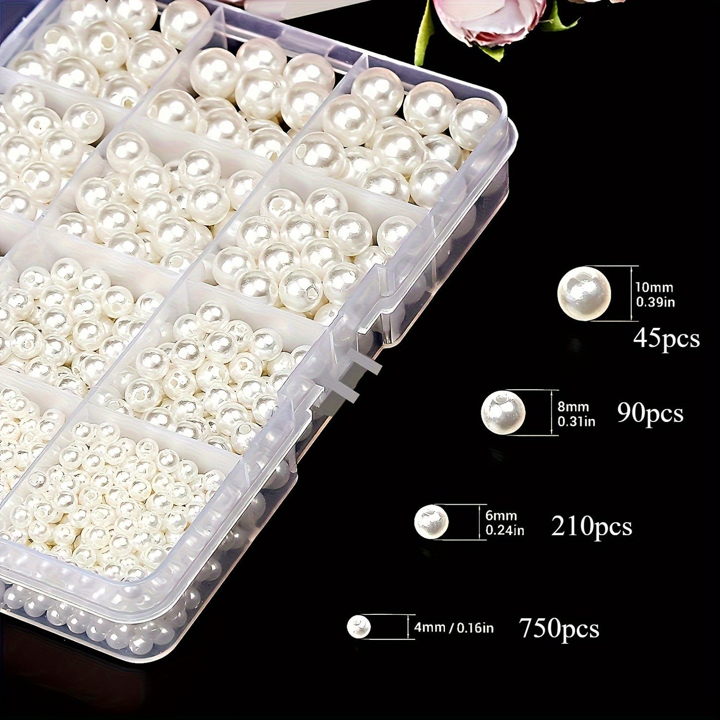 1095pcs/box White & Ivory Imitation Pearl Beads