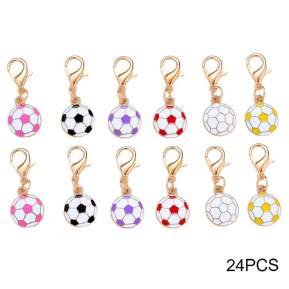 24PCS Random Mix Soccer Mini Keychain Set