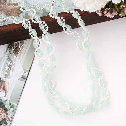 1 m Apricot Flower Pearl Embroidered Lace Trim