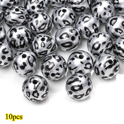 10pcs/lot 16mm Random Leopard Print Acrylic Beads
