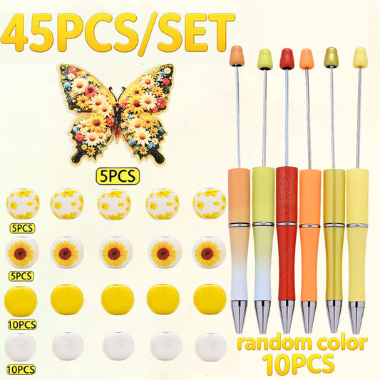 45-Piece Butterfly and Sunflower Bead Set