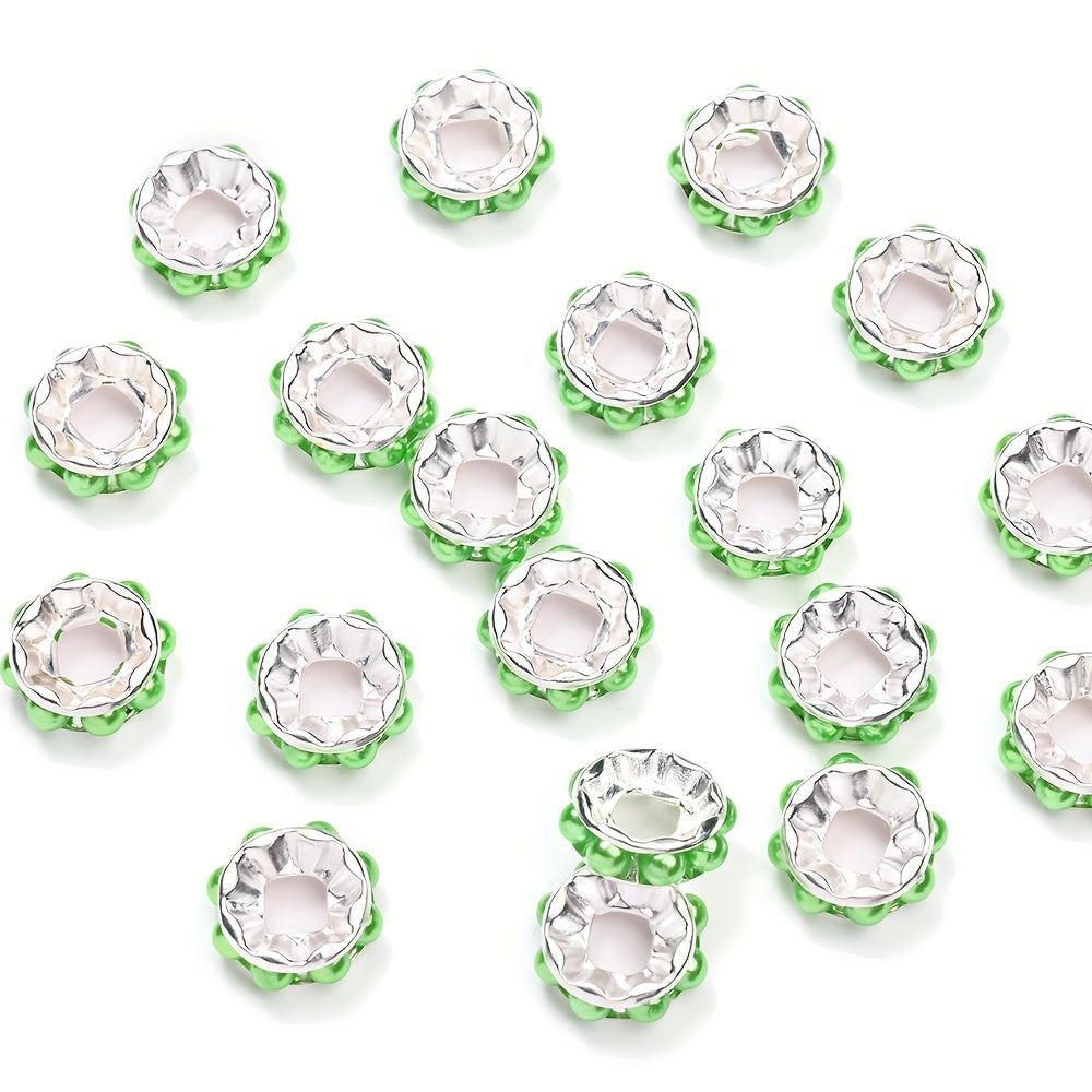 20PCS 12mm Round Acrylic & Rhinestone Spacer Bead Set