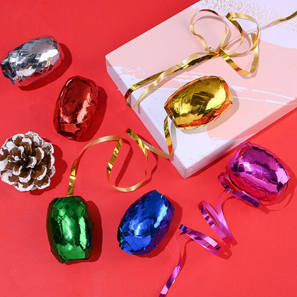 6PCS 1m Christmas Rugby-Shaped Plastic Decorative Ribbon Set