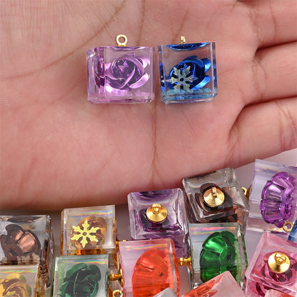 5-Piece Transparent Square Rose Glow Pendants