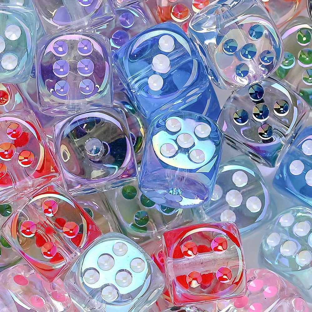 10pcs 14mm UV Plated Dice Beads
