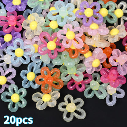 Macaron Color Flower Acrylic Beads