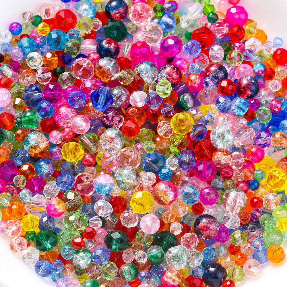 800-Piece Mixed Geometric Gradient Glass Spacer Beads