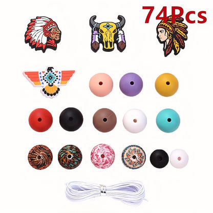 Tribal Theme Silicone Beads Set