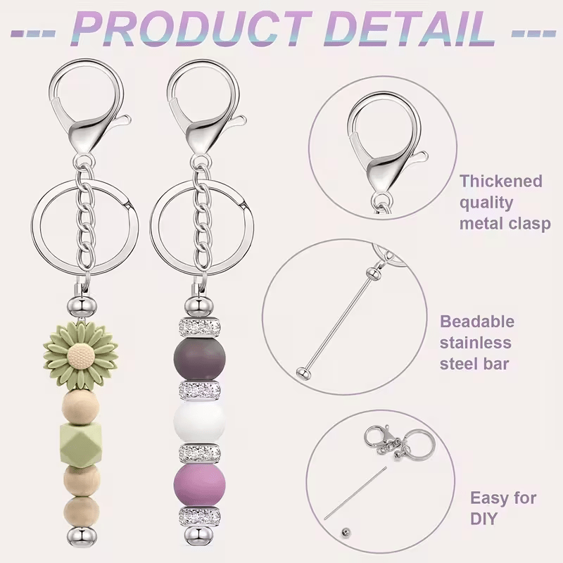 Silver Beaded Keychain Making Kit